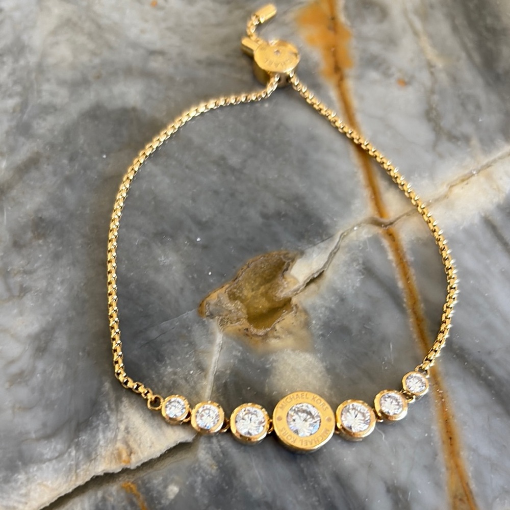NEW Michael Kors Gold Bracelet with Adjustable Sliding Closure